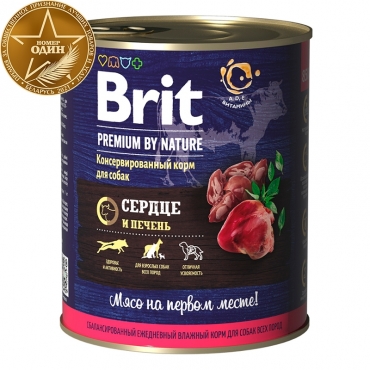 Консервированный корм BRIT Premium, сердце и печень