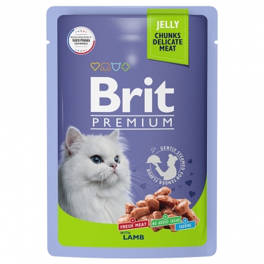 Brit Premium Пауч для  взрослых кошек ягненок в желе