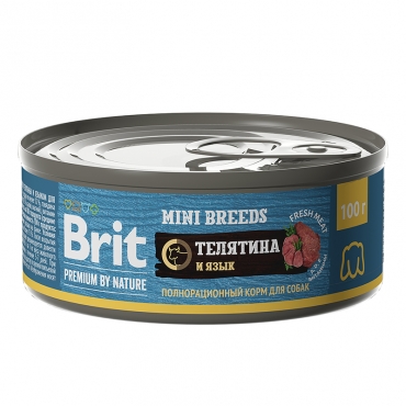Brit Premium by Nature консервы с  телятиной и языком для взрослых собак мелких пород